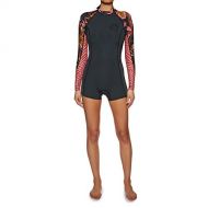Billabong Womens Spring Fever 2MM Long Sleeve Back Zip Spring Shorty Wetsuit Tribal Easy Stretch Thermal Lining