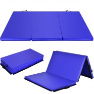 Costway 6x 4 Tri-Fold Gymnastics Mat Thick Folding Panel Gym Fitness Exercise Blue