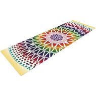 Kess InHouse Famenxt Colorful Vibrant Mandala Exercise Yoga Mat, Rainbow Geometric, 72 by 24