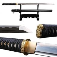 Musha Shijian Plain Ninja Sword Straight Blade High Carbon Steel Katana Full Tang Real Sharp with Rosewood Scabbard