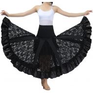 Whitewed Lace Ruffle Waltz Happy Dance Ballroom Long Skirts Costumes Clothing